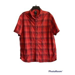 North Face Red Plaid Button Down sz XL